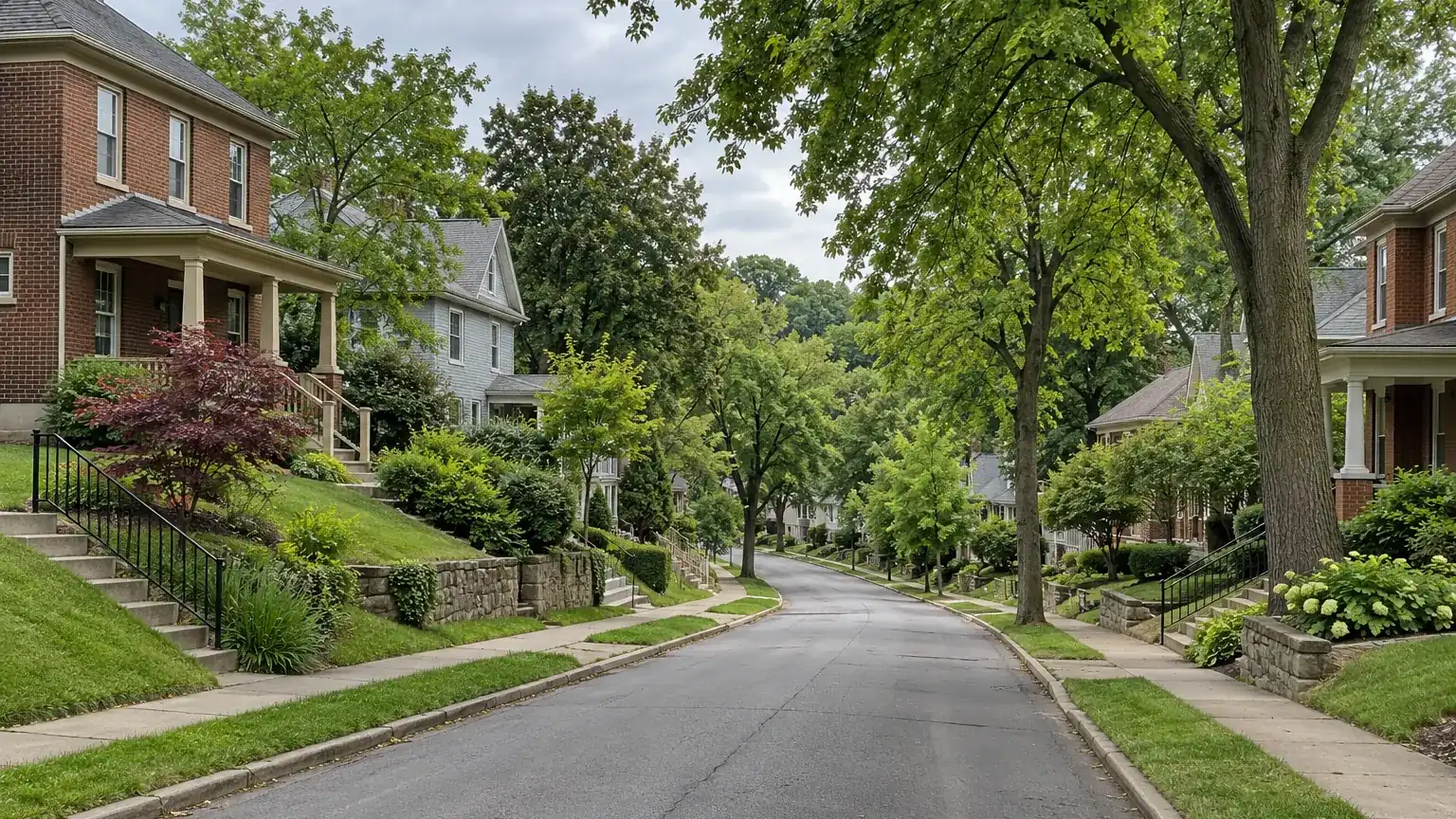 Typical neighborhood street in the Cincinnati area